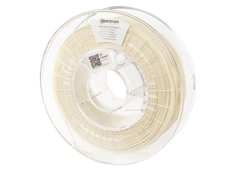 Spectrum PA6 Neat Filament 1.75mm White 0.5kg - a spool with the material on it