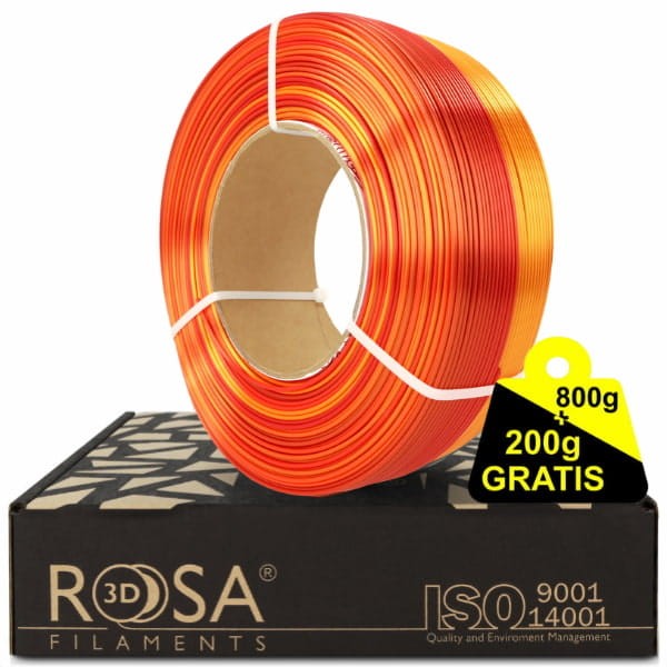 Filament ReFill PLA ROSA 3D 1,75 mm Rainbow Silk Fire 800 g + 200 g GRATIS Druk 3D Kraków